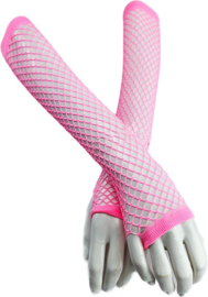 BamBella® Handschoenen Visnet Roze Lange vingerloze Elastische handschoen gaatjes mesh stof