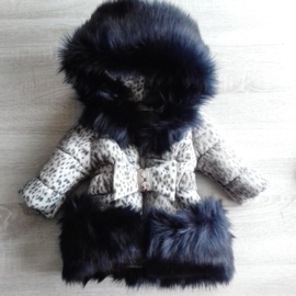 Kinderjas panterprint  Bontkraag jas Leopard  bontkraag Winterjas BamBella