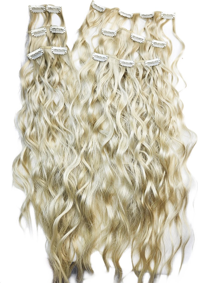 Hair extensions - Clip In - Blond - clip ins curly krullen - Synthetisch haar