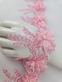 BamBella® Naai band - 90cm - Bloemen parel - Fel Roze kleding maken knutselen Sier band