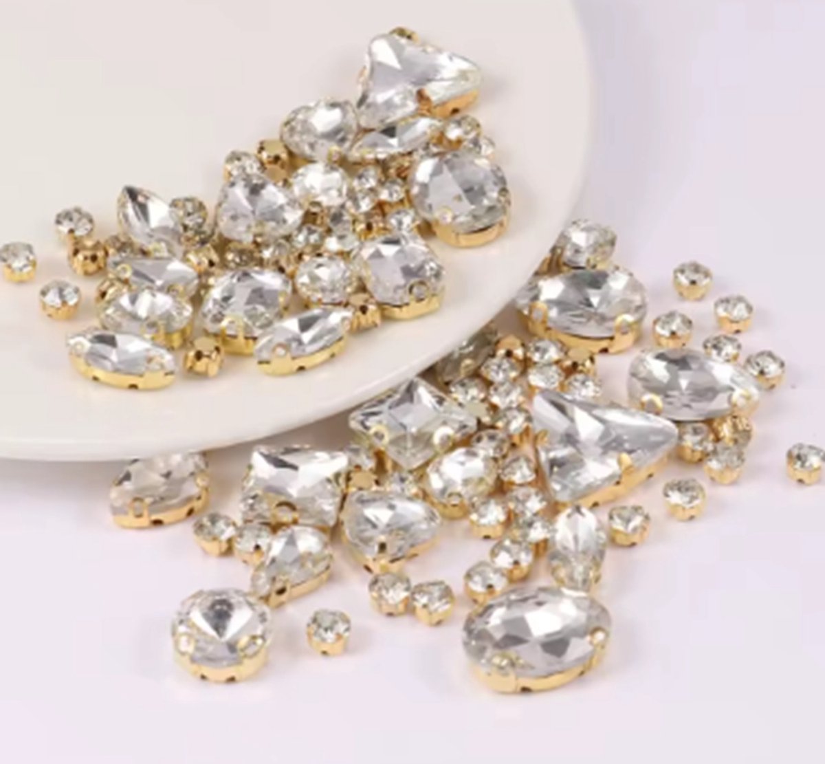 BamBella® Wit - Grote Naai strass Steentjes - 130 stuks - strass stenen glitters kleding versieren