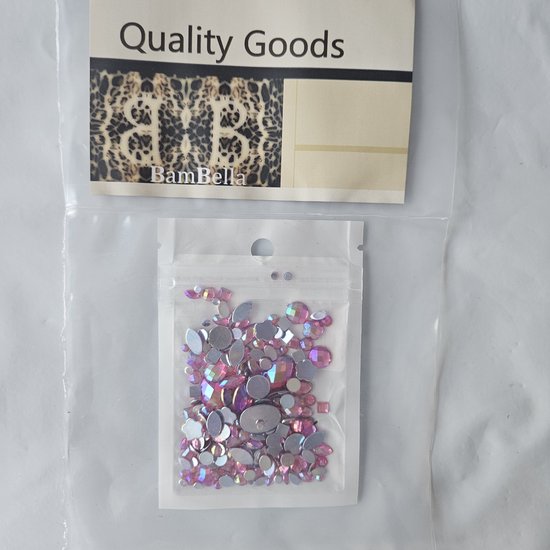 BamBella® Roze plak stenen - 200 stuks mix - kleding versieren steentjes DIY hobby knutselen Glitter