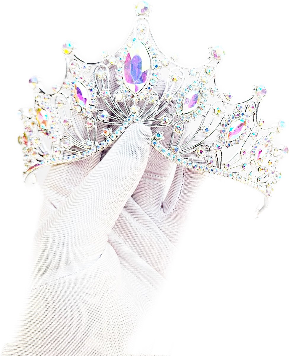 BamBella® - Luxe Tiara Kroon Koningin - Feest haarband Beauty Queen wedstrijd - AB Strass steentjes -