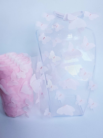 BamBella® - Stof vlinder  - Decoratie stoffen roze knutselen tule mesh