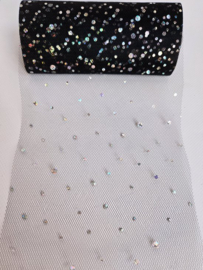 BamBella ® - Glitter Stof - 9 meter - Decoratie zwart naaien knutselen