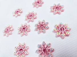 BamBella® - Strass stenen applicatie - 10 stuks - patch roze glitter plaatje knutselen scrapbook sneeuwvlokje