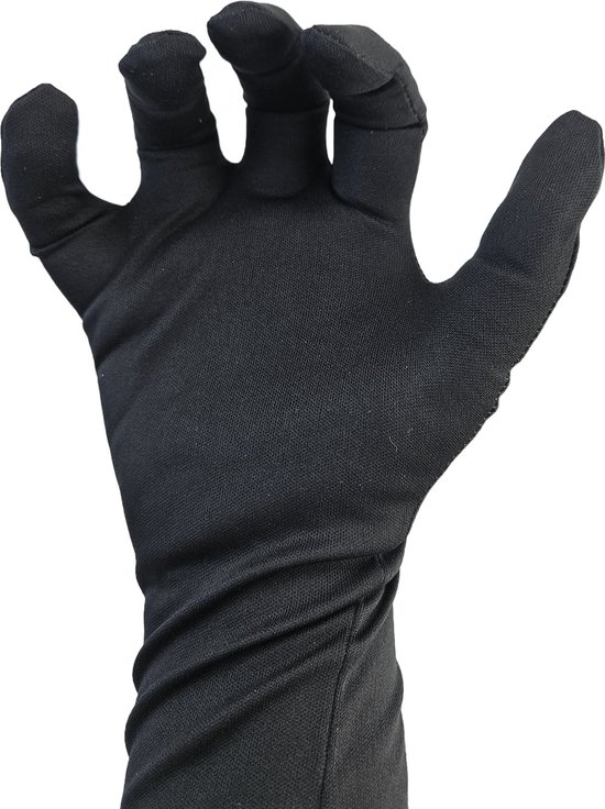 BamBella® - Lange Handschoenen Zwart skull goth gothic zwart wit carnaval verkleden halloween