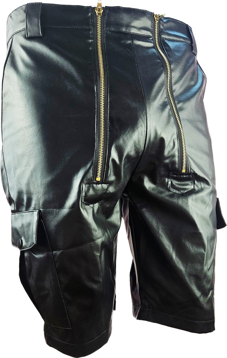 BNDGx® - Korte Broek Heren -  - Open kruis Erotische Sex kleding - Nep Leer BDSM porno outfit Man Rollenspel kleding