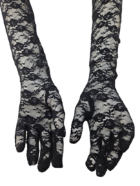 BamBella® - Lange Handschoenen Zwart kant - Sexy handschoenen dames -