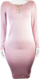 Jurk Maat Onesize - Roze met vetersluiting lang