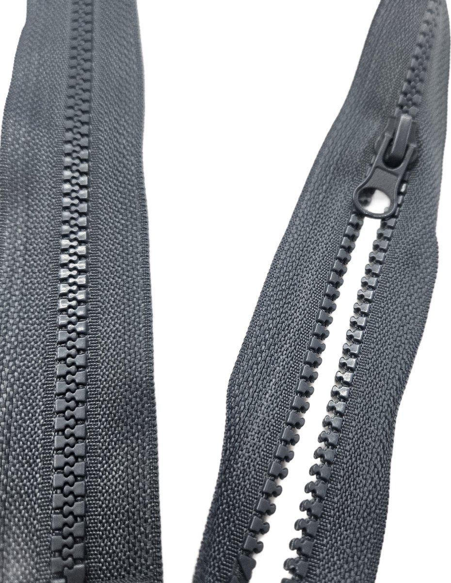 BamBella Rits - 1 stuk - 70cm - Dubbel zijdig 2 zijden grijs nylon Deelbaar grote dikke rits kleermaker ritsen bloktanden deelbare fourniture voor naaien hobby kleding maken