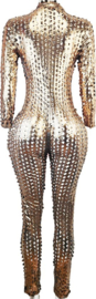 Jumpsuit - Onesize - Goudkleurig feest party kleding festival pak