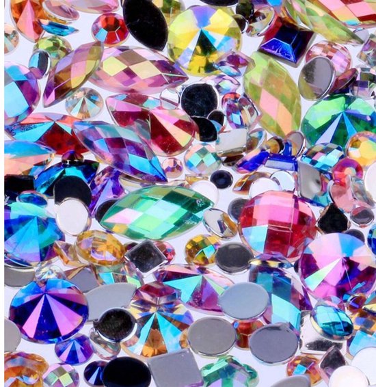 BamBella® kleine plak stenen - 200 stuks mix - kleding versieren steentjes DIY hobby knutselen Glitter