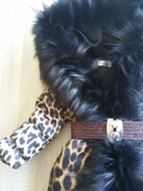 Kinderjas panterprint  Bontkraag jas Leopard  bontkraag Winterjas BamBella