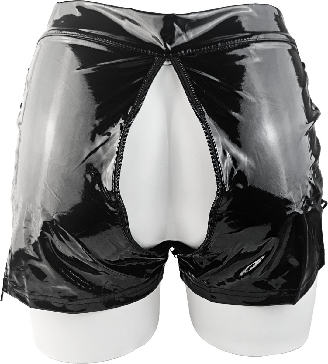 BamBella® Korte broek   Wetlook short Dames - Roze Datex mix latex en stof ondergoed kleding met vetersluiting