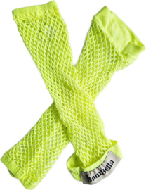 BamBella® Vingerloos Gaas net stof handschoenen - One Size - Nuon Fel Fluor Geel