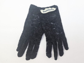 BamBella® Handschoenen van kant- Kort Zwart - onesize - Elastische Visnet handschoen festival | verkleden feest kleding
