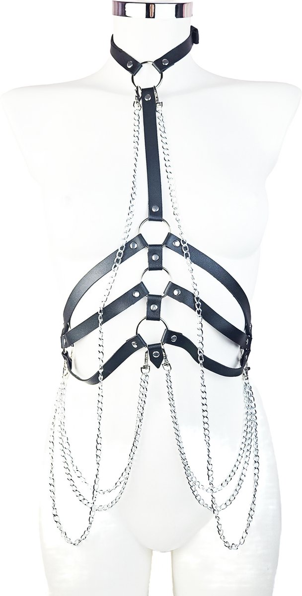 BamBella ® - Sexy Erotische bondage Lingerie onesize vrouw BDSM sm body zwart dames pak