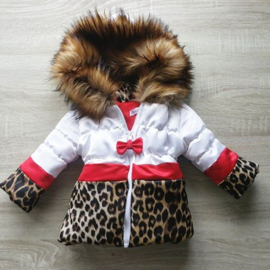 Kinderjas panterprint Bontkraag jas leopard Winterjas Wit  BamBella