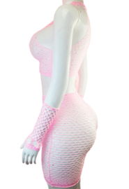 BamBella®   set - Onesize - Erotische sexy nacht set  met top doorzichtig kant - Super Stretch