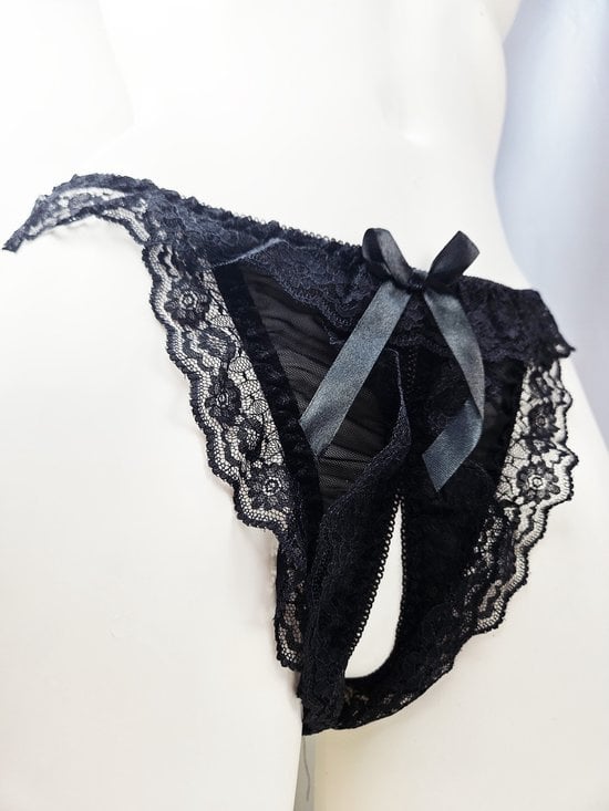 String Kruisloos - One size - Sexy Zwart Erotische onderbroek dames