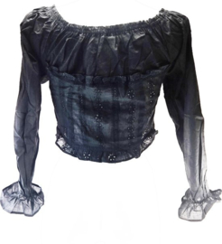 Blouse Dames - Blousje van kant crop top zwart