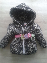 Kinderjas panterprint Bontkraag jas leopard Winterjas Wit  BamBella