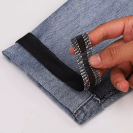 Tape voor broek inkorten - ZWART 2.5 meter - plak band plakband Vastmaken met strijkijzer zelf broeken korter maken