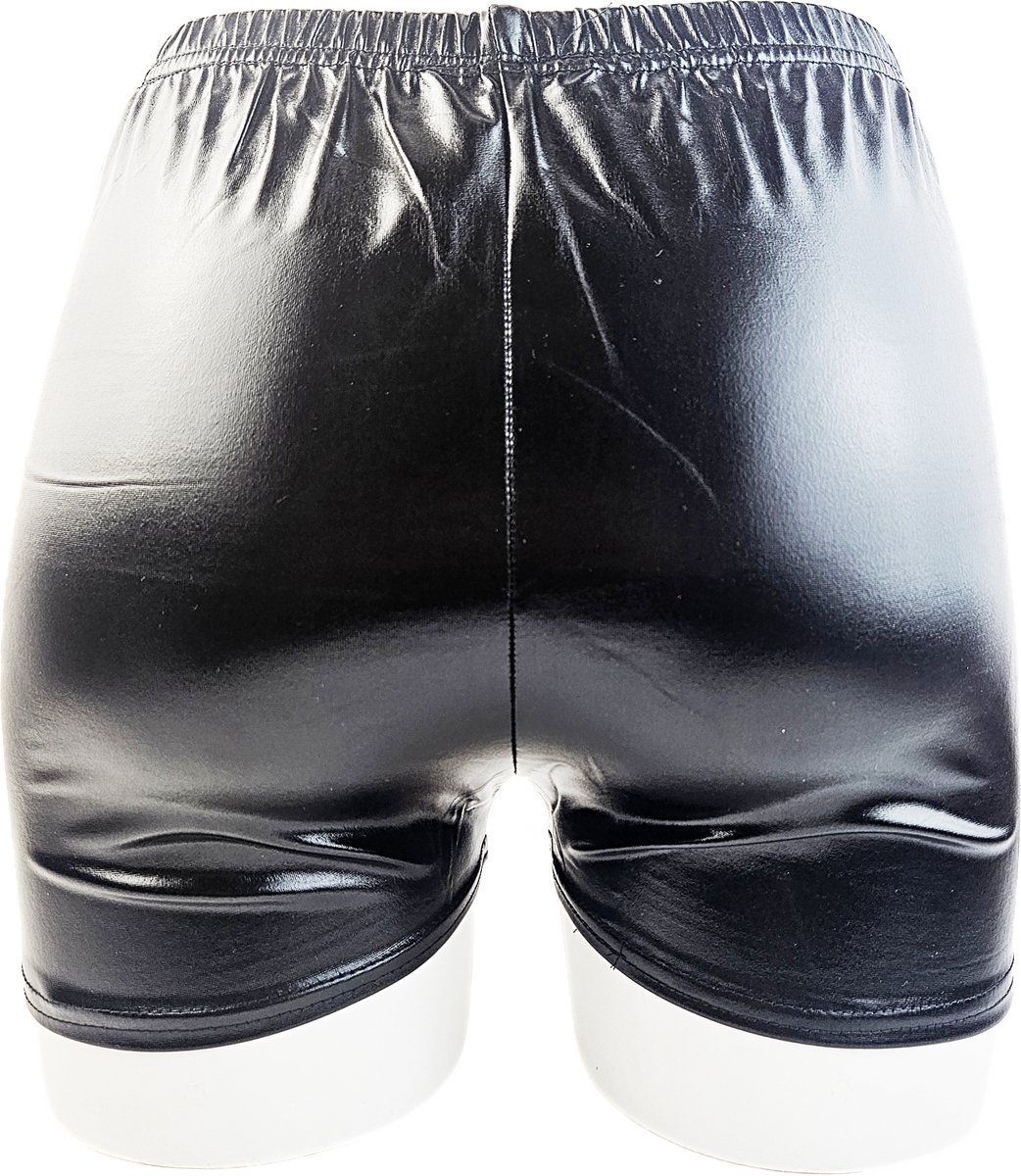 BamBella® Korte broek -  Wetlook Dames - Zwart Glans Lame metallic Short gym broek
