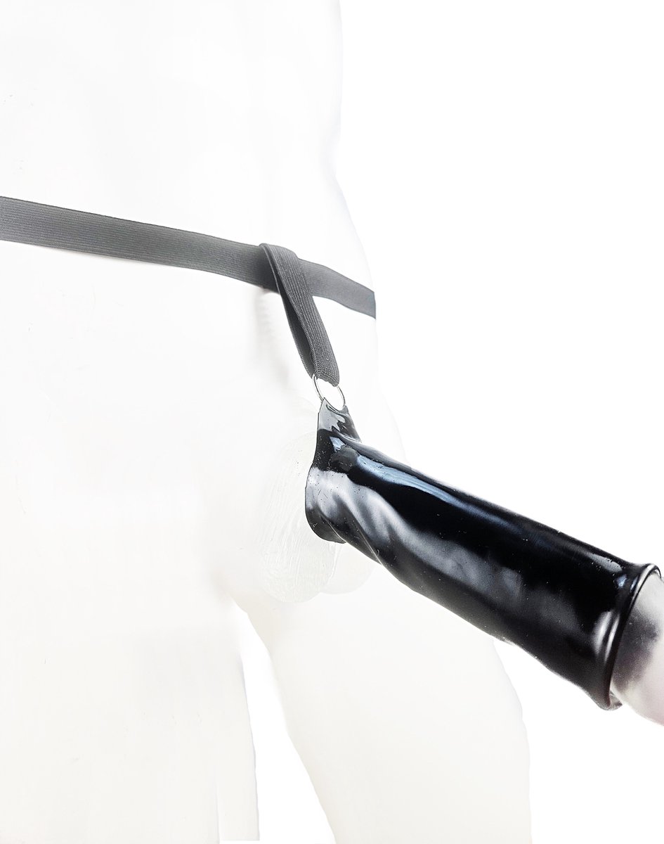 BNDGx® - 100% LATEX open kruis broek penis sleeve bondage slip - Maat L - Zwart BDSM sexy glans BDSM Rubber Fetish SM erotische ondergoed