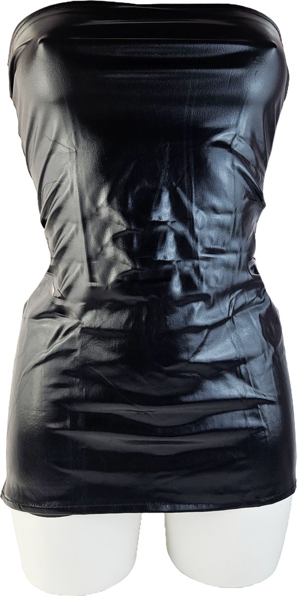 BamBella® - Jurk - Maat  Shiny Wetlook - rokje Super shine metallic Lame Glans Roze