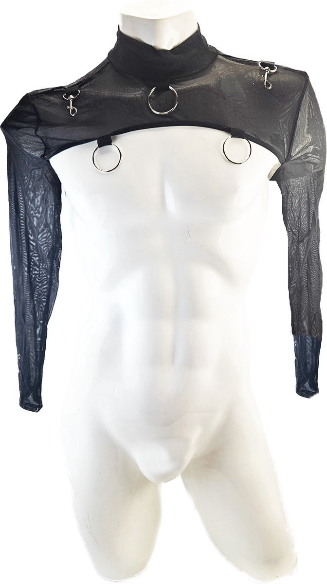 BNDGx® - Sexy Erotische korte crop Top - Maat S/M - shirt rollenspel top mannen met ijzeren ringen Merk: BNDGx