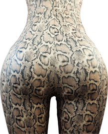 Jumpsuit - Maat S/M - Pak slangen print dierenprint korte mouwen pak wetlook