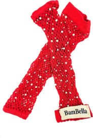 BamBella® Vingerloos Net handschoenen - One Size - Rood - Visnet handschoenen - Feest - Gothic Carnaval