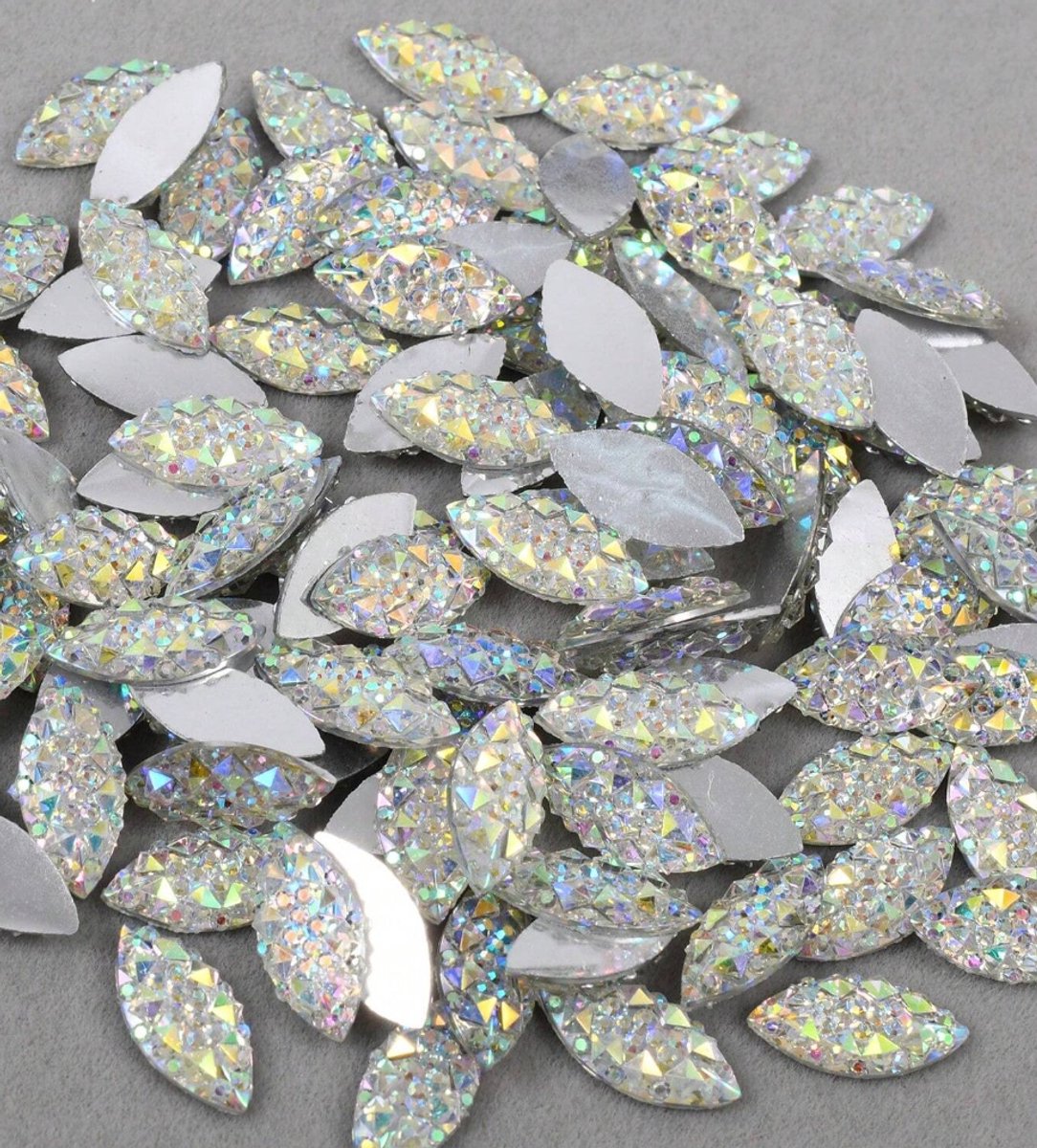 BamBella® mix grote stenen - 100 stuks - kleding versieren steentjes DIY hobby knutselen Glitter