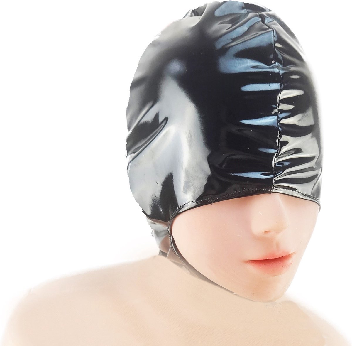 BNDGx® -Masker Datex (Mix LATEX en stof) mond opening - Erotiek - Extreme BDSMsm fetish Rollenspel kleding Zwart