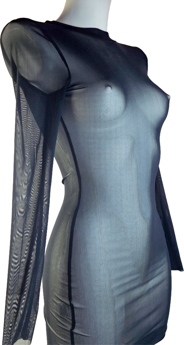 BamBella® - Jurk - Super stretch Doorzichtig zwart kant