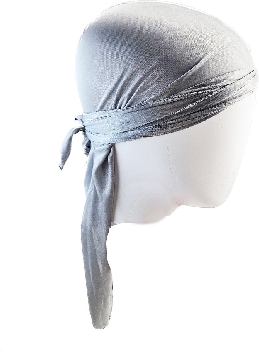 BamBella ® Durag - Grijs - Fijn dun Satijn- - Haarnetjes - Wave Cap - Hoofddoek - doek - Soft - Weave hoofd sjaal