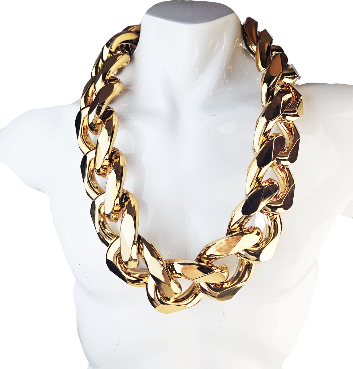 Verkleed Extreem grote ketting Gangster rap hip hop Grote dikke goudkleurige chain carnaval halloween