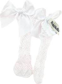 BamBella® korte gaas Sokken gaten panty stof met strik - Onesize kant zwart net - kousen