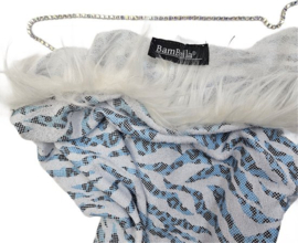 BamBella® - Jurk - Onesize - Erotische sexy nacht jurkje blauw wit doorzichtig kant - Super Stretch imitaite bont