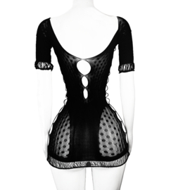 BamBella® - Jurk - Onesize - Erotische sexy nacht jurkje doorzichtig kant - Super Stretch Zwart