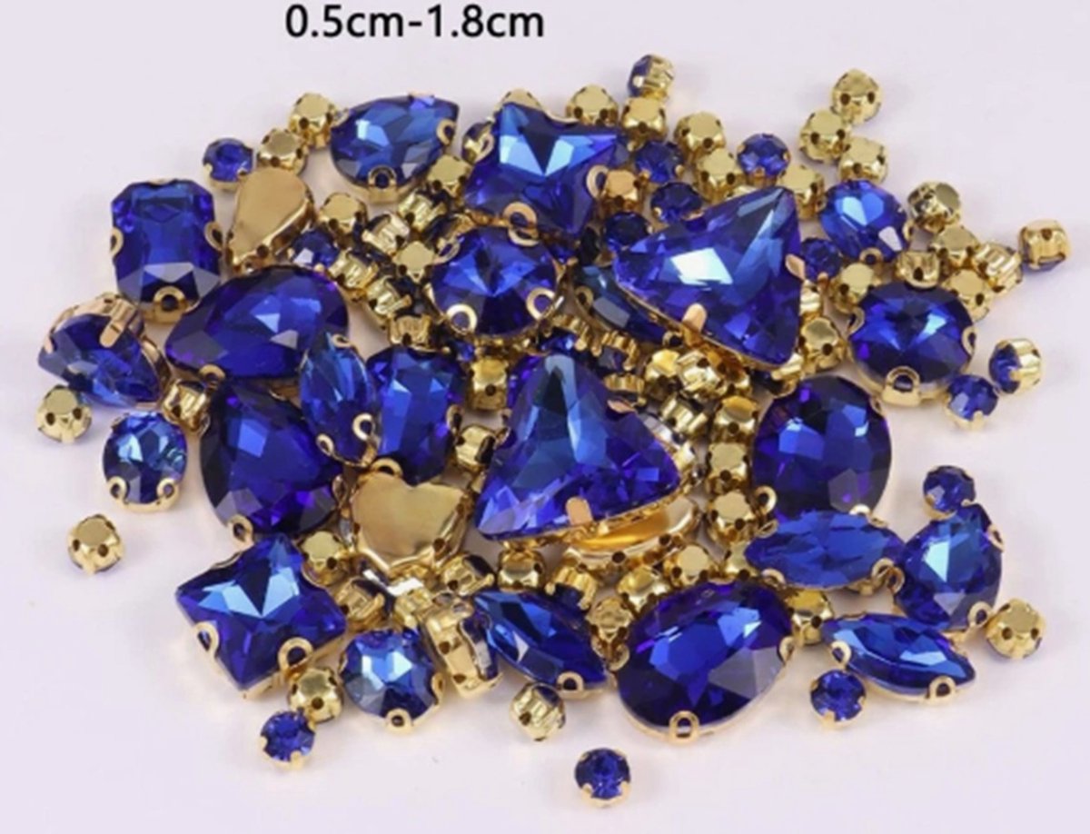 BamBella® donker blauw - Grote Naai strass Steentjes - 130 stuks - strass stenen glitters kleding versieren