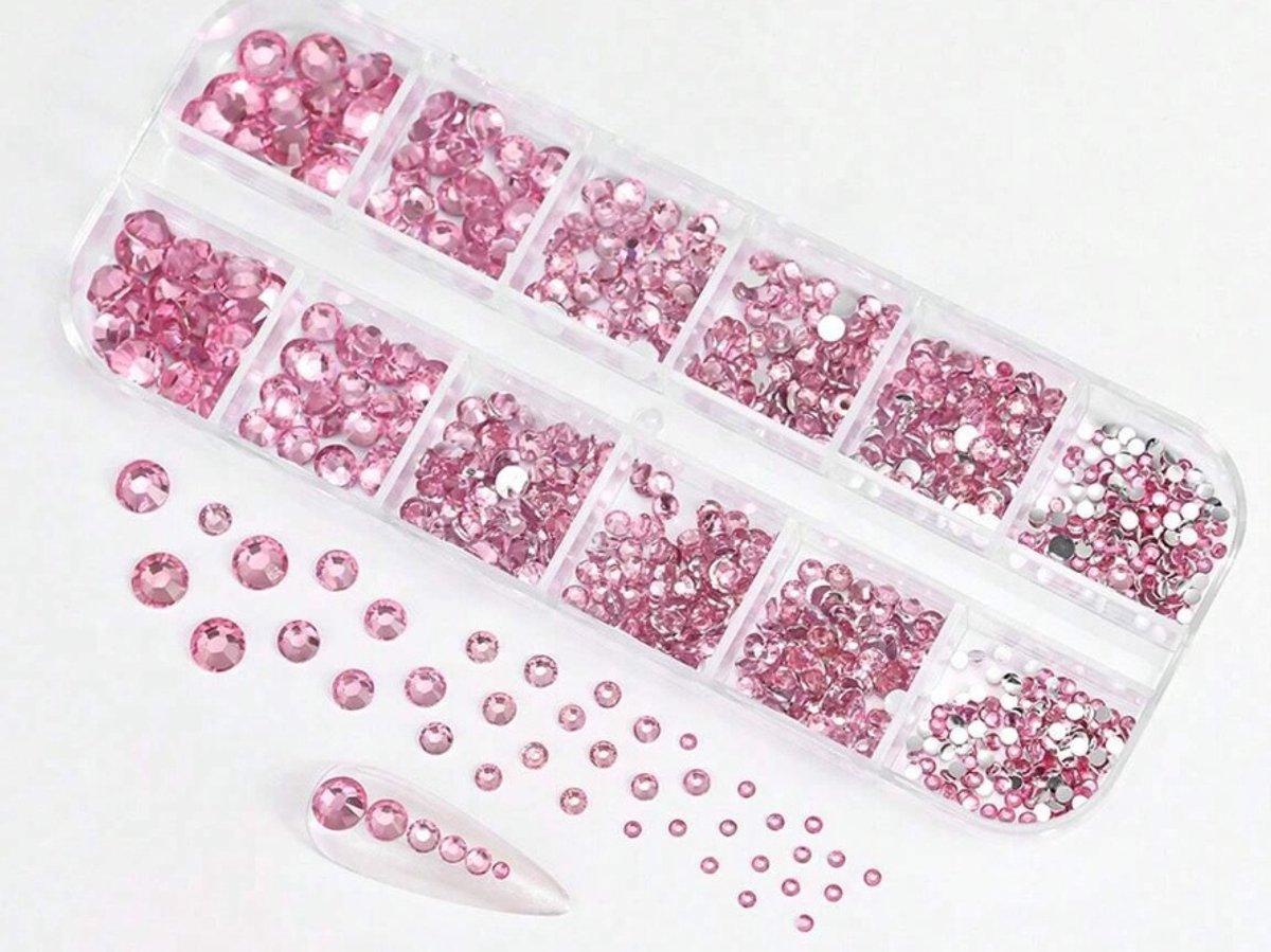 BamBella® Naai strass Steentjes - 100 stuks - AB roze - glitter stenen glitters kleding schoenen versieren naaien