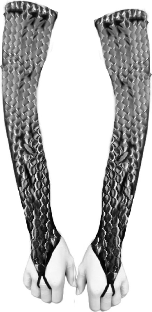 BamBella® - Extra lange Handschoenen zwart   vingerloos glans shiny reptiel look Sexy fetish erotiek erotische lingerie accessoire - onesize