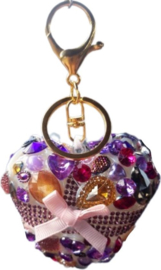 Sleutelhanger Tashanger roze paars glitter