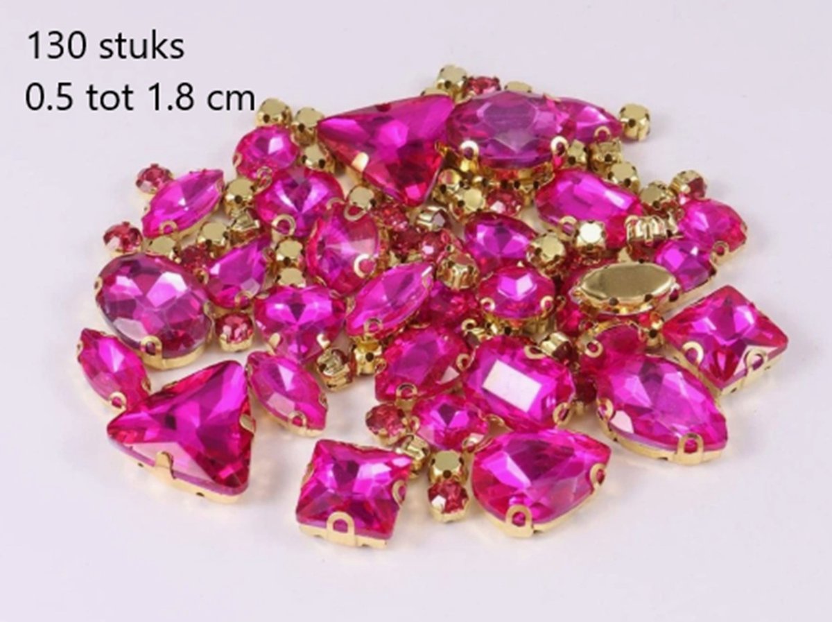 BamBella® Goudgeel - Grote Naai strass Steentjes - 130 stuks - strass stenen glitters kleding versieren
