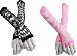 BamBella® Handschoenen Visnet Roze Lange vingerloze Elastische handschoen gaatjes mesh stof