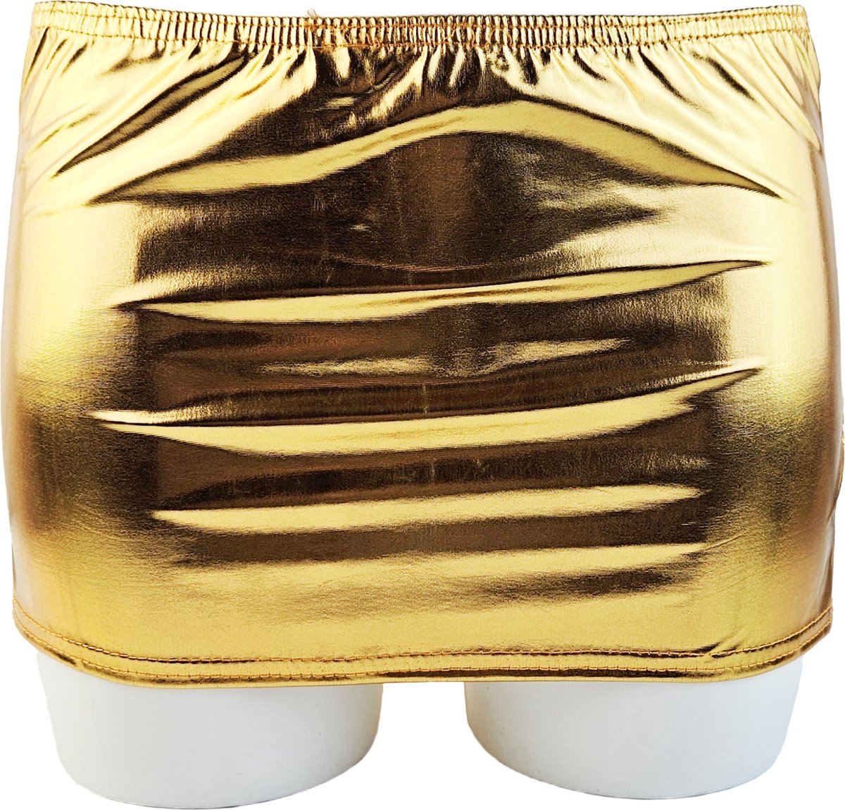 BamBella® - Ultra korte mini rok - Onesize - Shiny Wetlook - Sexy Erotische rokje Super shine metallic Glans Goudgeel
