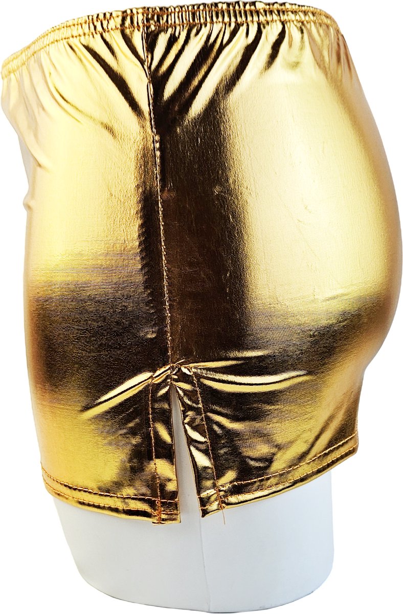 BamBella® - Ultra korte mini rok - Onesize - Shiny Wetlook - Sexy Erotische rokje Super shine metallic Glans Goudgeel